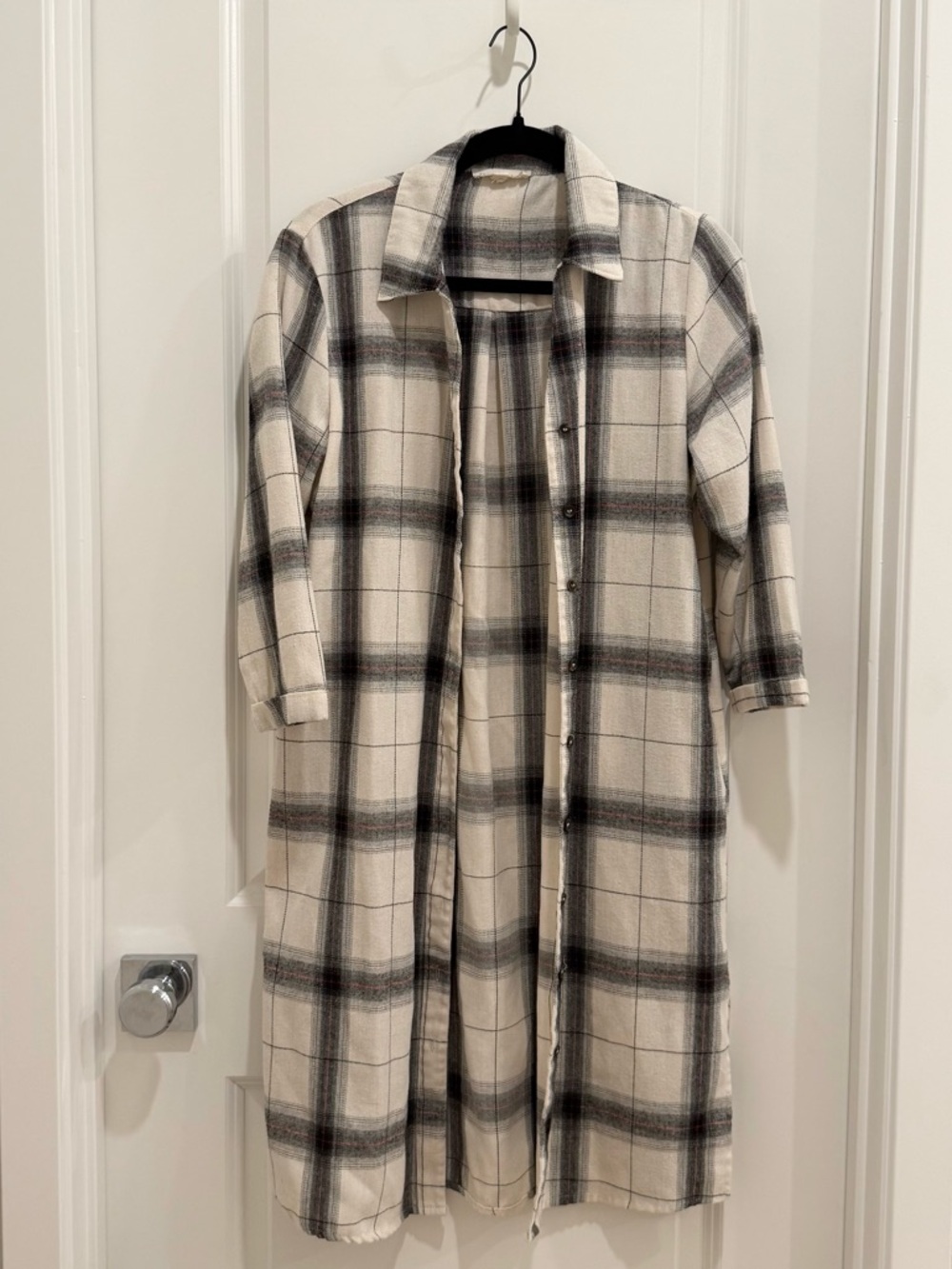 Grade & Gather Plaid Button-Down Shirt Dress Duster Small